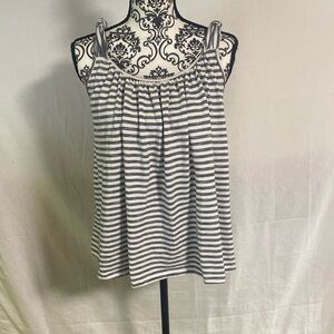 Listicle Navy and White Striped Tank Top with knot details on straps cotton